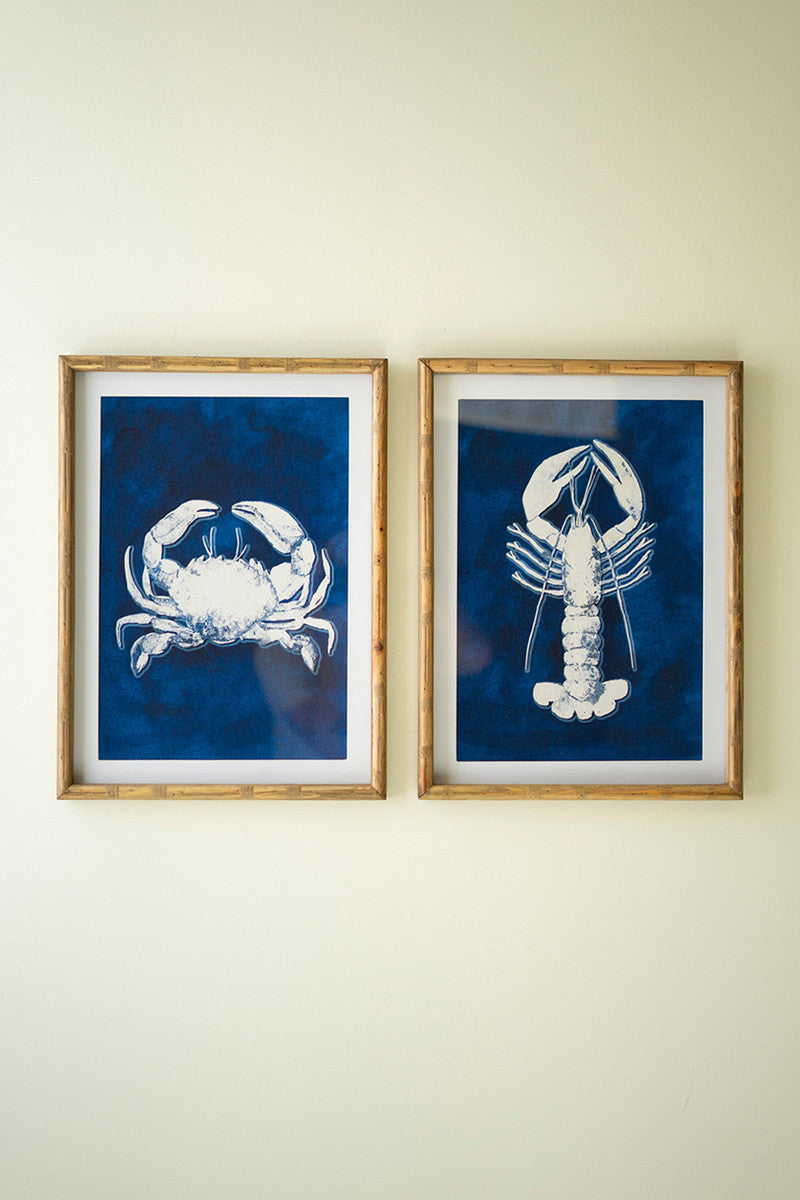 Set of 2 Crustation Prints Under Glass