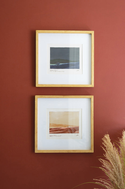 Set of 2 Landscape Prints with Mat under Glass