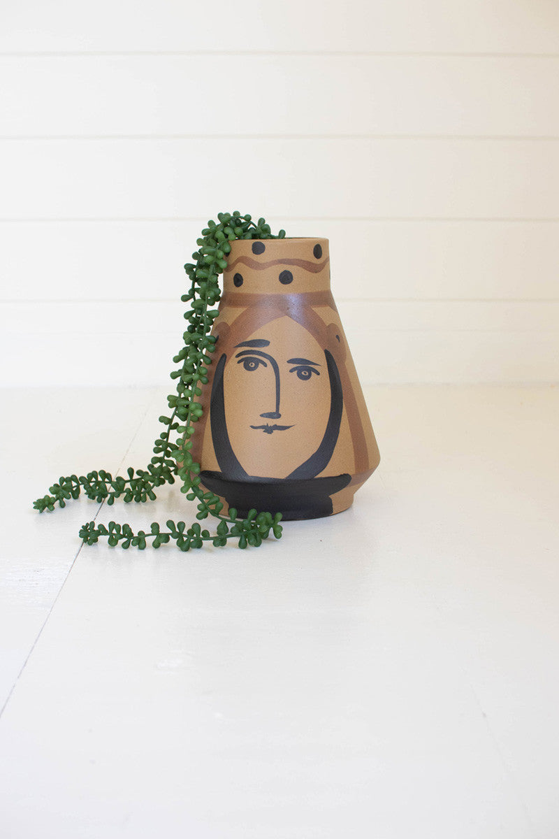 CERAMIC CONICAL FACE VASE