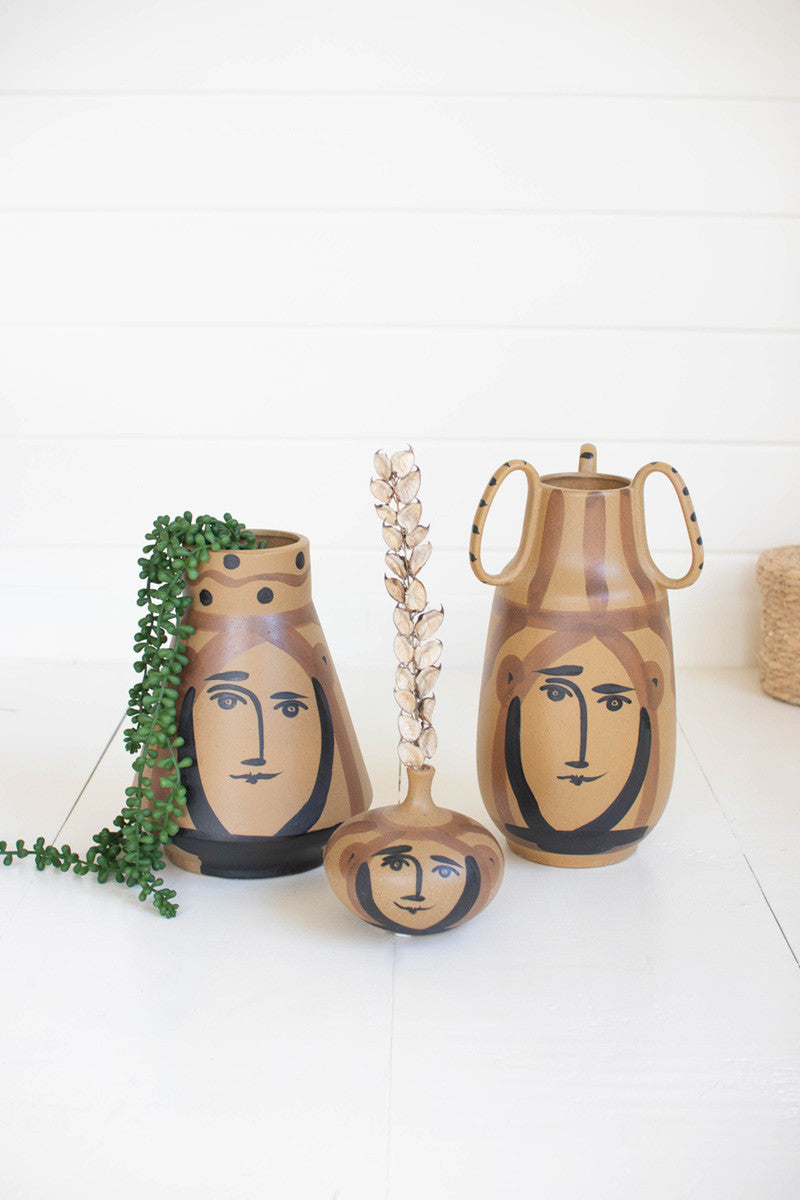 CERAMIC CONICAL FACE VASE