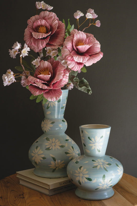 Set of 2 Floral Ceramic Vases