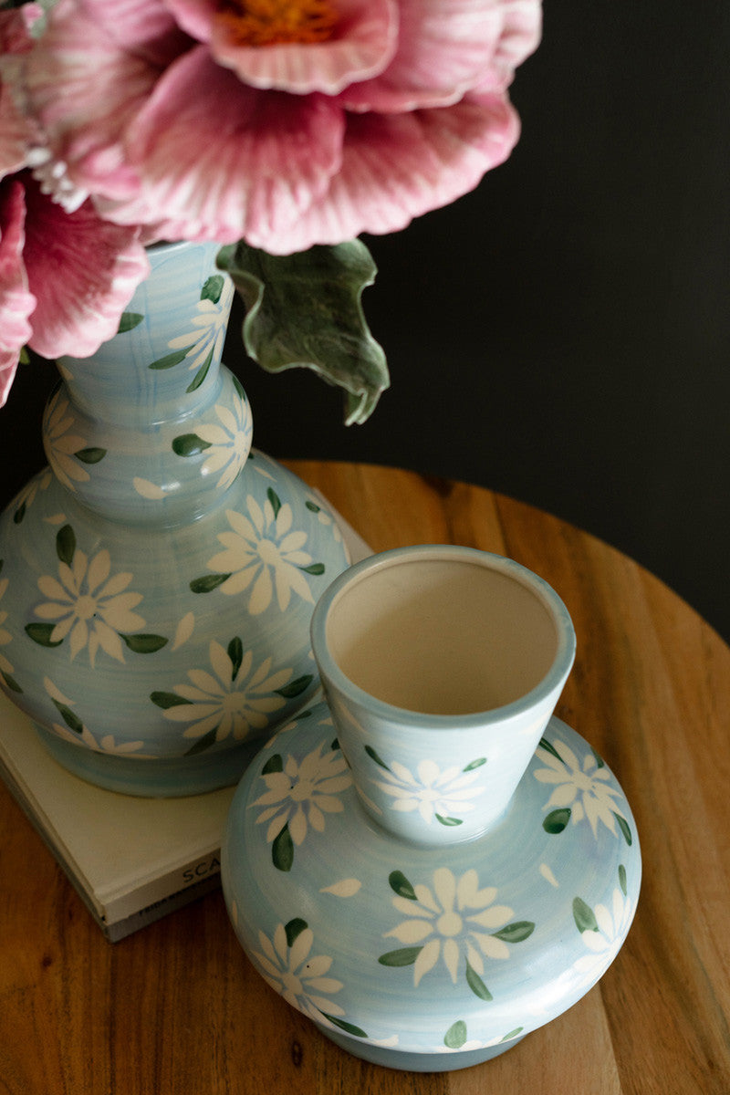 Set of 2 Floral Ceramic Vases