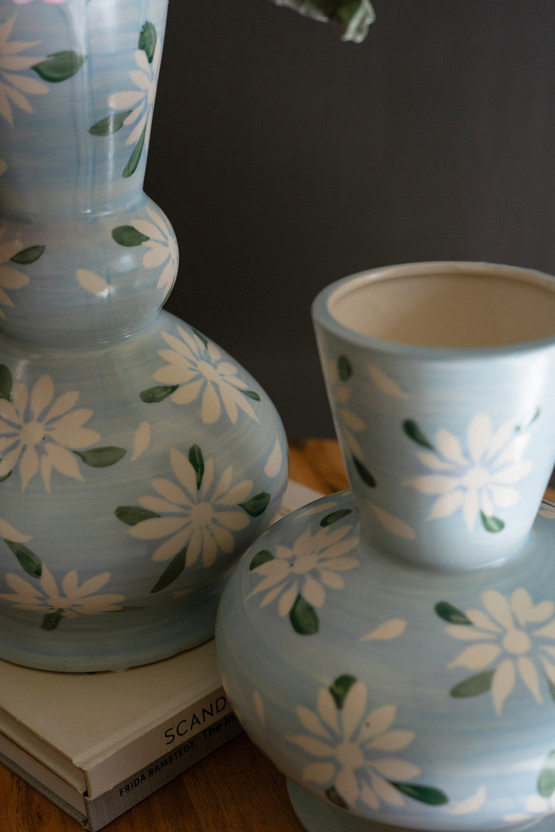 Set of 2 Floral Ceramic Vases