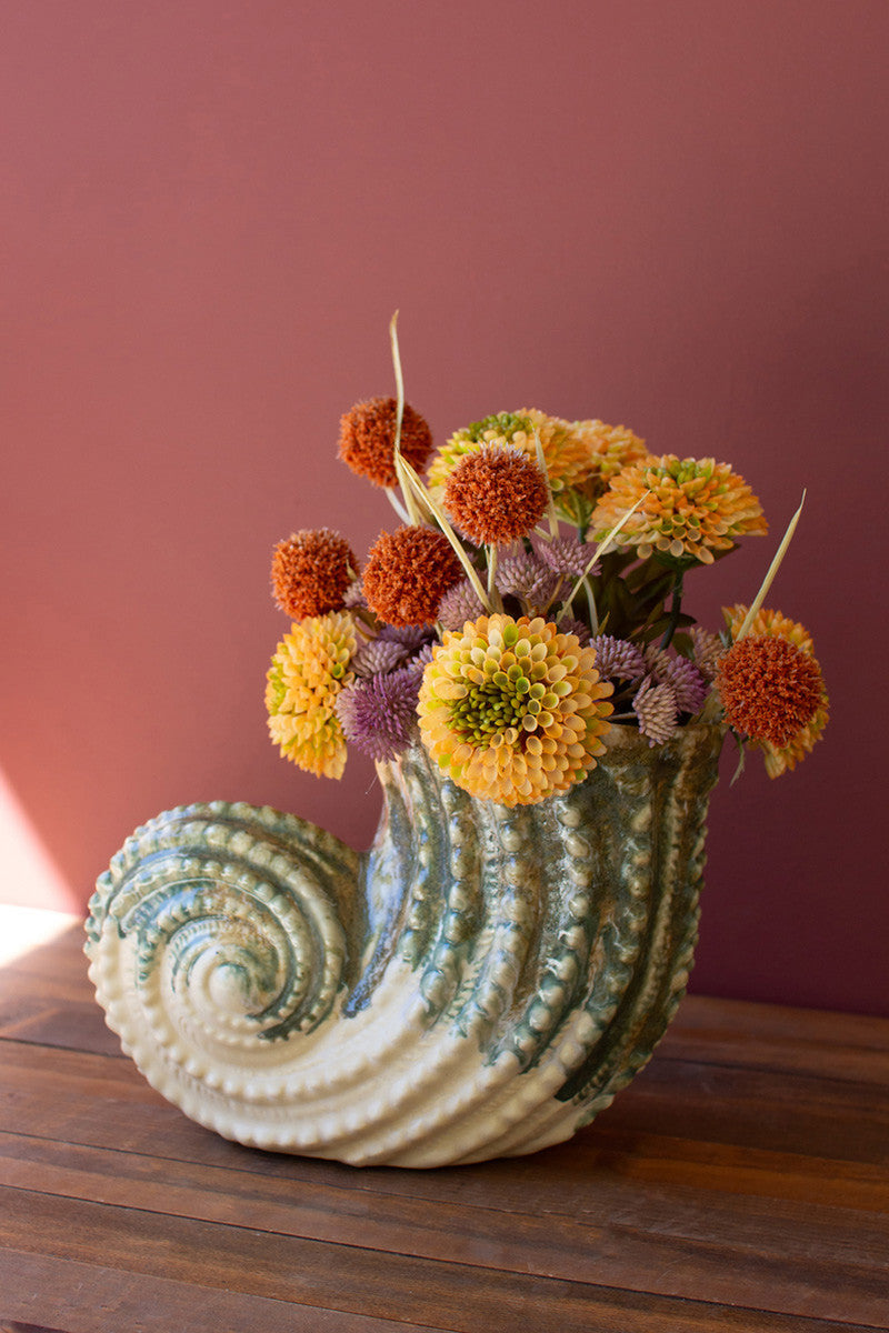 Ceramic Nautilus Shell Vase
