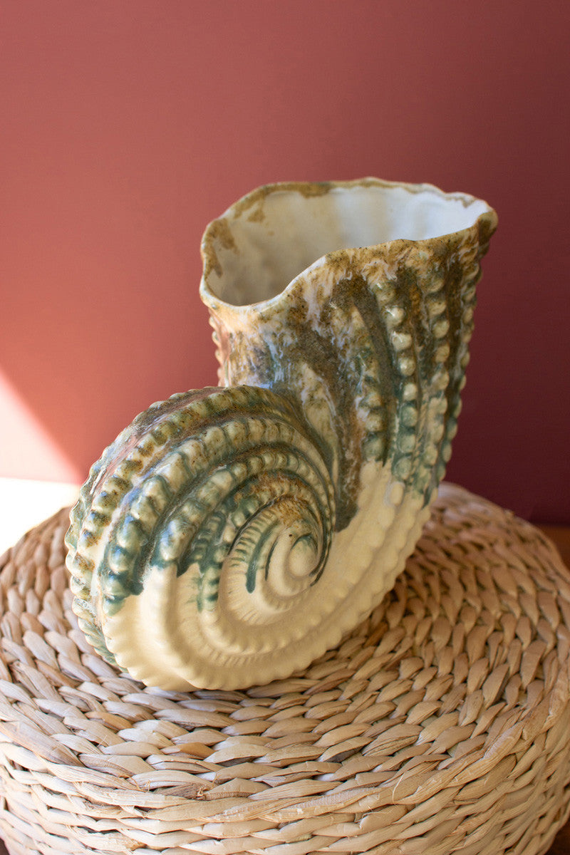 Ceramic Nautilus Shell Vase
