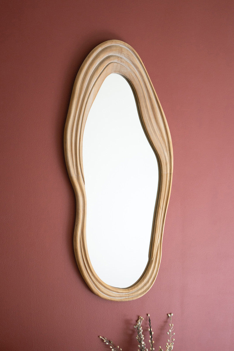 Wavy Carved Wood Framed Mirror