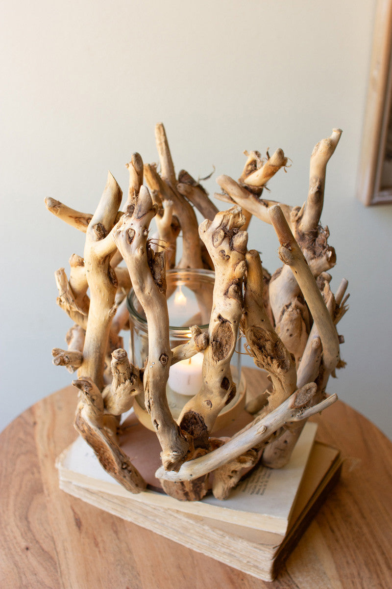 Driftwood Willow Root with Glass Candle Holder