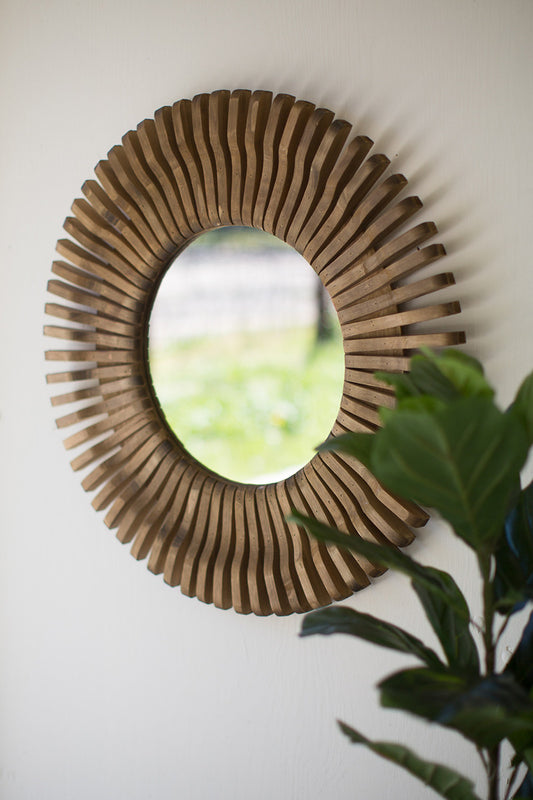 ROUND WOODEN MIRROR