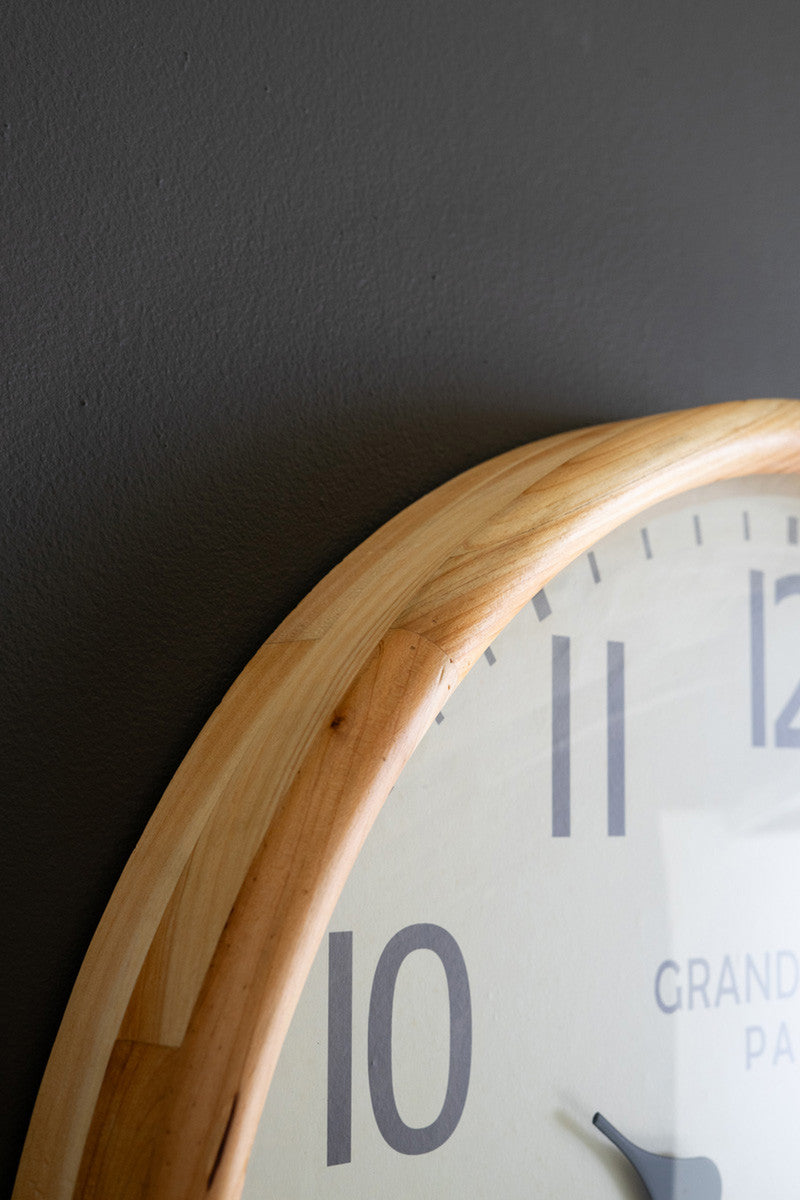 Round Wood Framed Grand Hotel Wall Clock