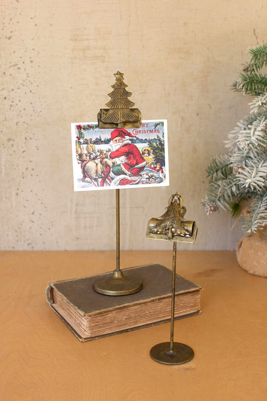 SET OF TWO CHRISTMAS TREE CARD CLIPS ON STANDS