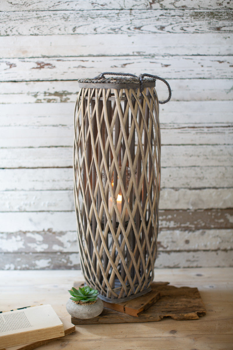 TALL GREY SQUARE WILLOW LANTERN (3 Size Options)
