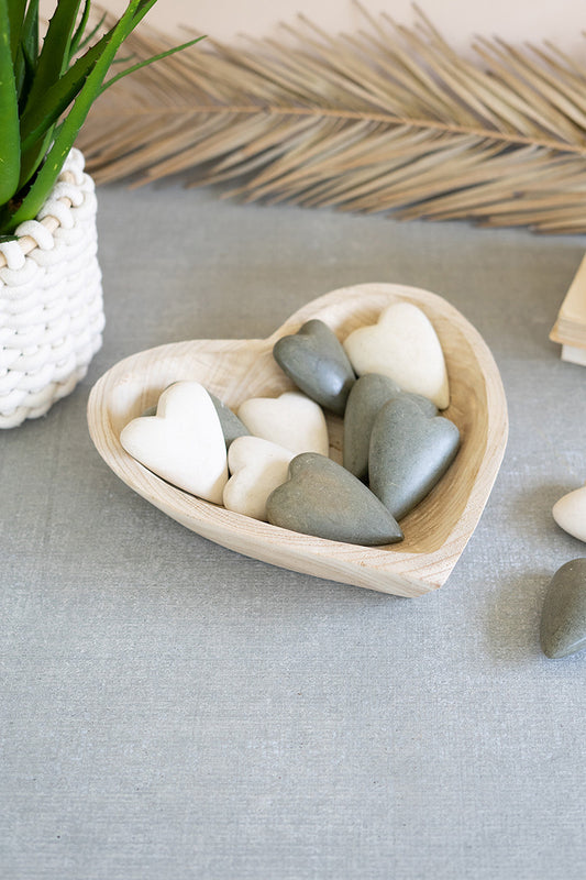 HAND CARVED WOODEN HEART BOWL