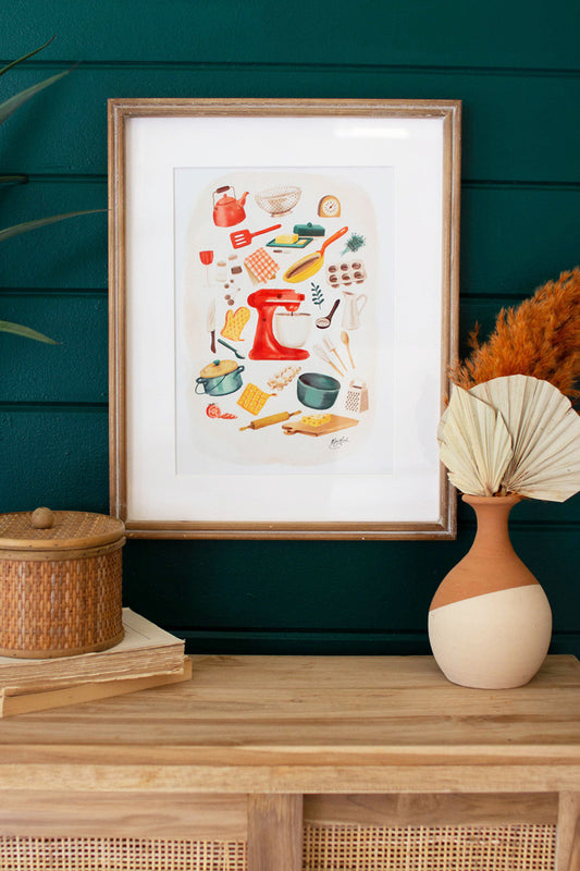 FRAMED COOKING PRINT UNDER GLASS