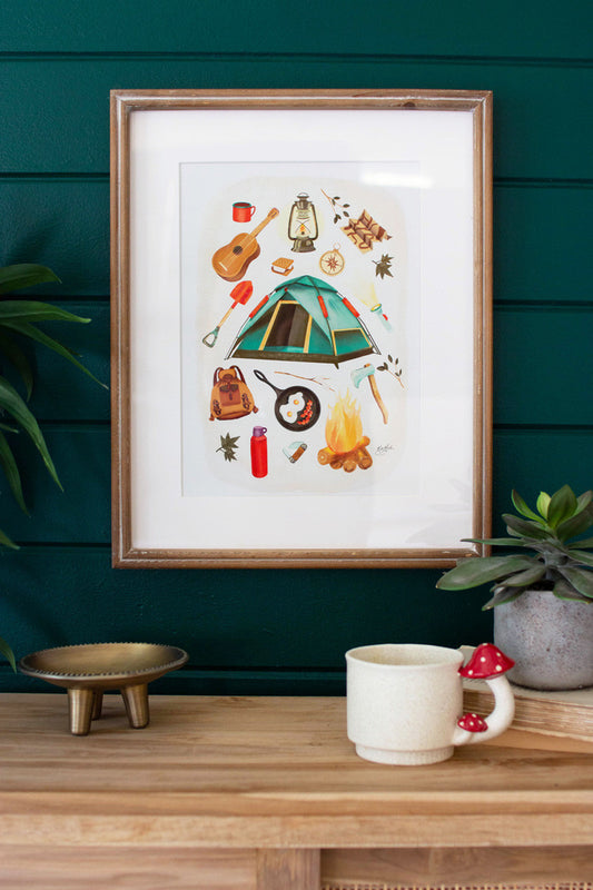 FRAMED CAMPING PRINT UNDER GLASS