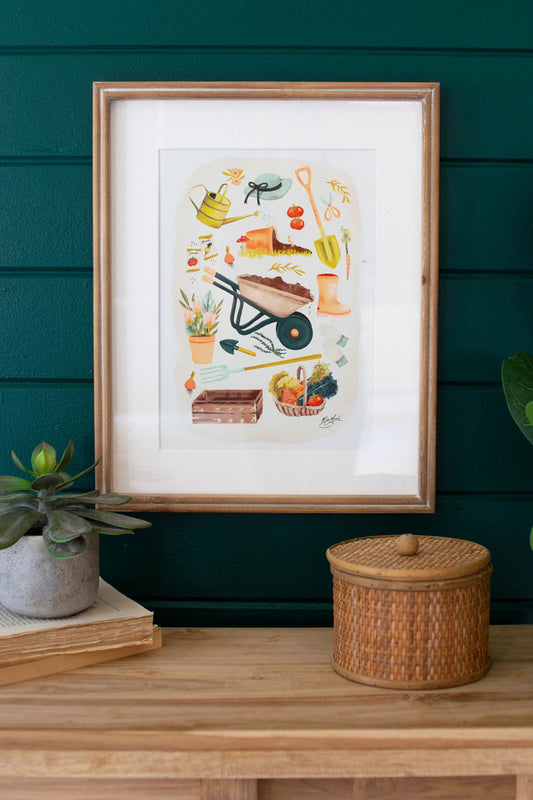 FRAMED GARDENING PRINT UNDER GLASS