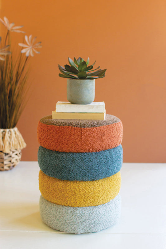 Multi-Color Stacked Carpet Pouf