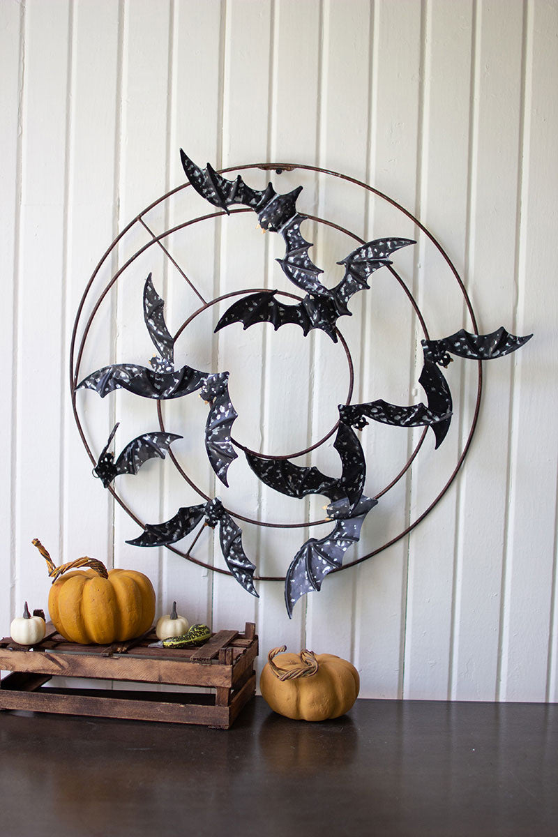 Painted Metal Bats Wall Hanging