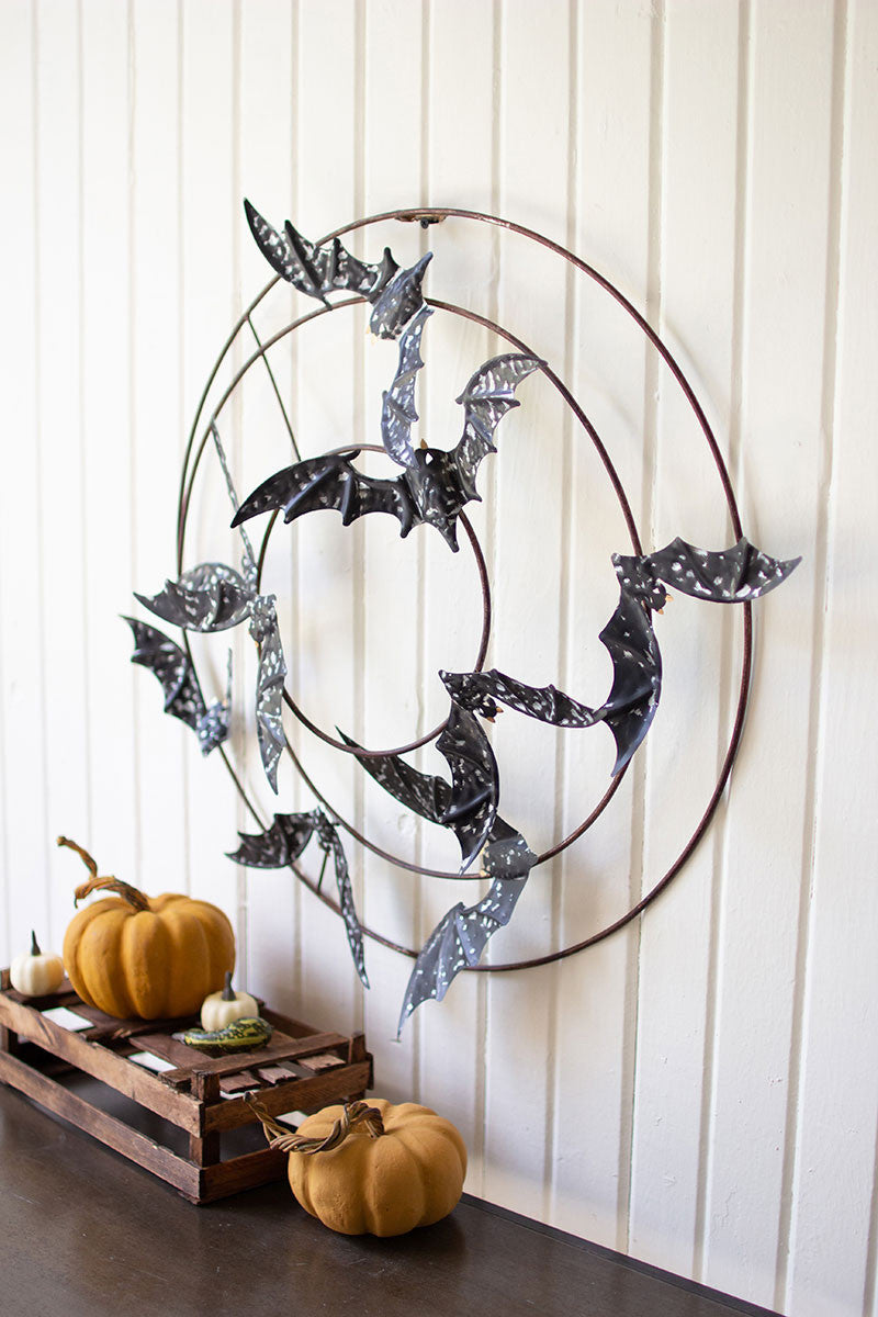 Painted Metal Bats Wall Hanging