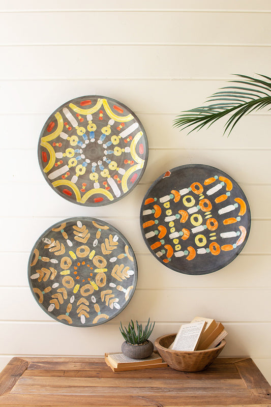 SET OF THREE CERAMIC PLATTER WALL ART - ONE EACH DESIGN