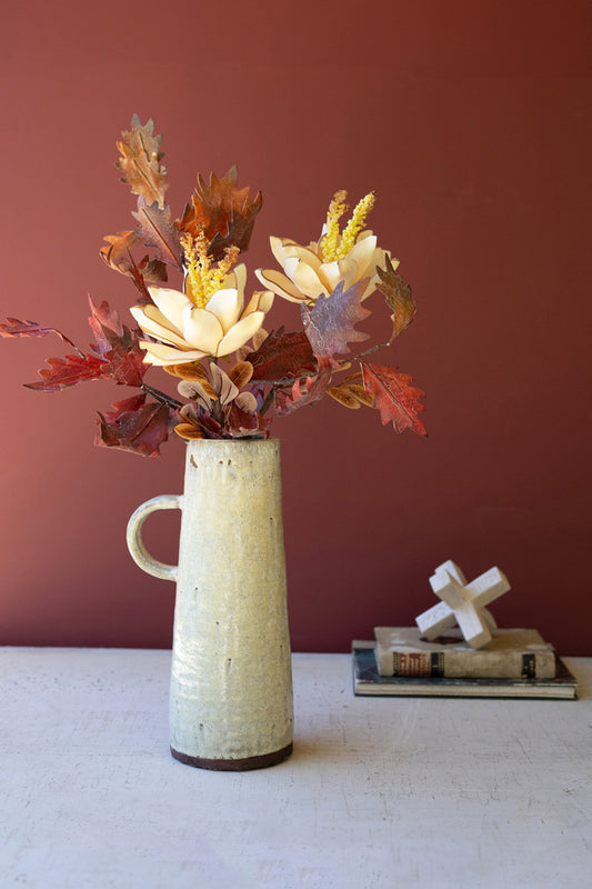 Tall Cream Ceramic Pitcher