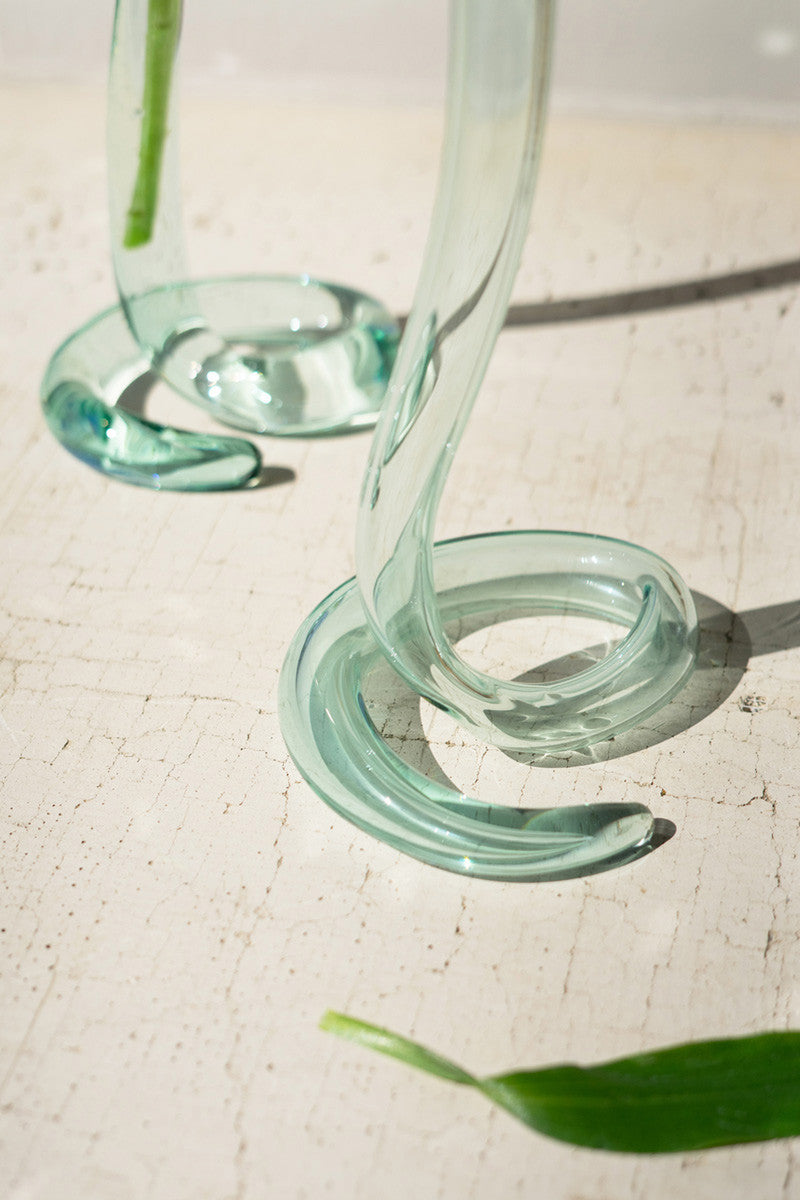 Set of 2 Recycled Glass Snake Vases