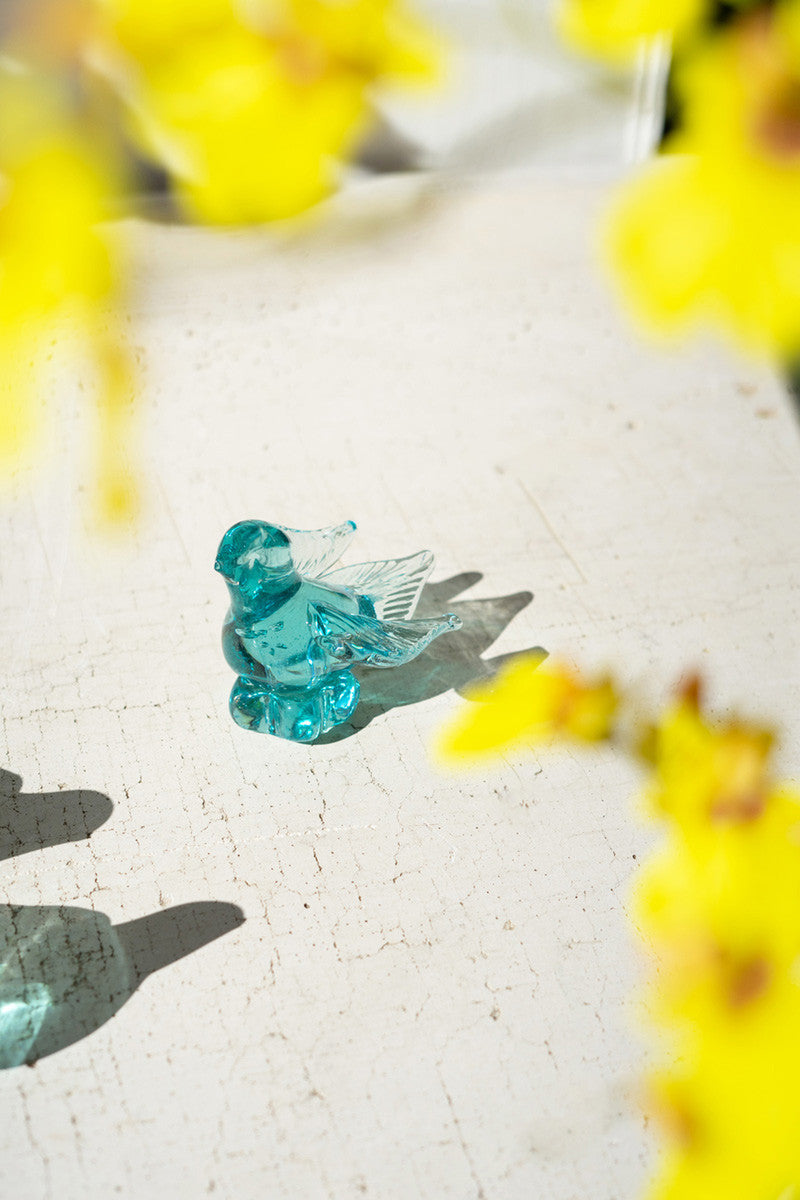 Blue Recycled Glass Bird