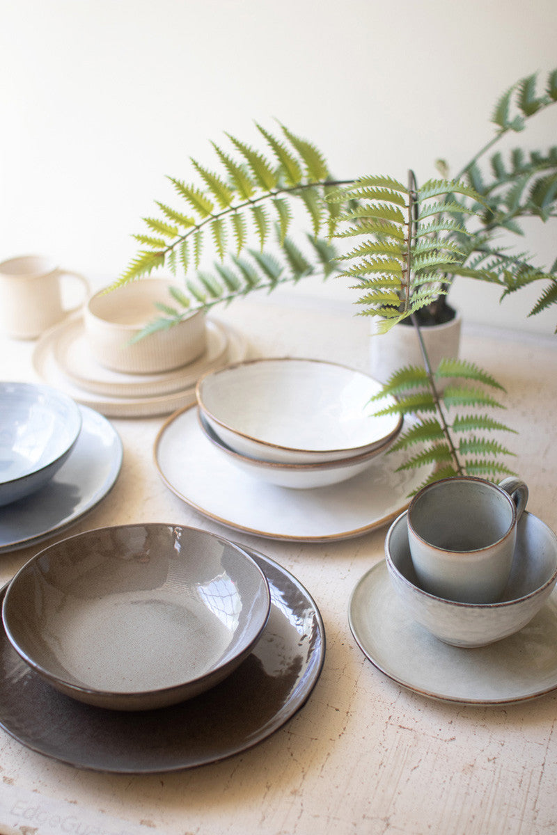 Set of 12 Cloud Ceramic Dinner Plate and Bowl