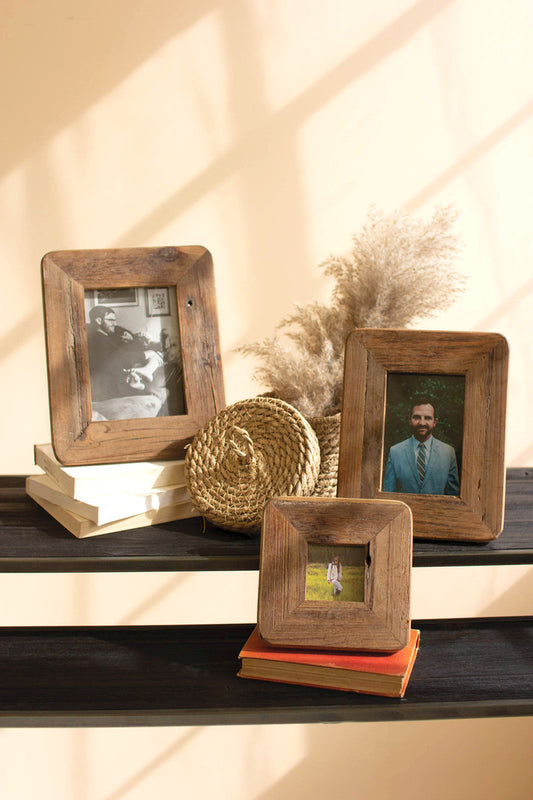 SET OF THREE RECYCLED WOOD PHOTO FRAMES