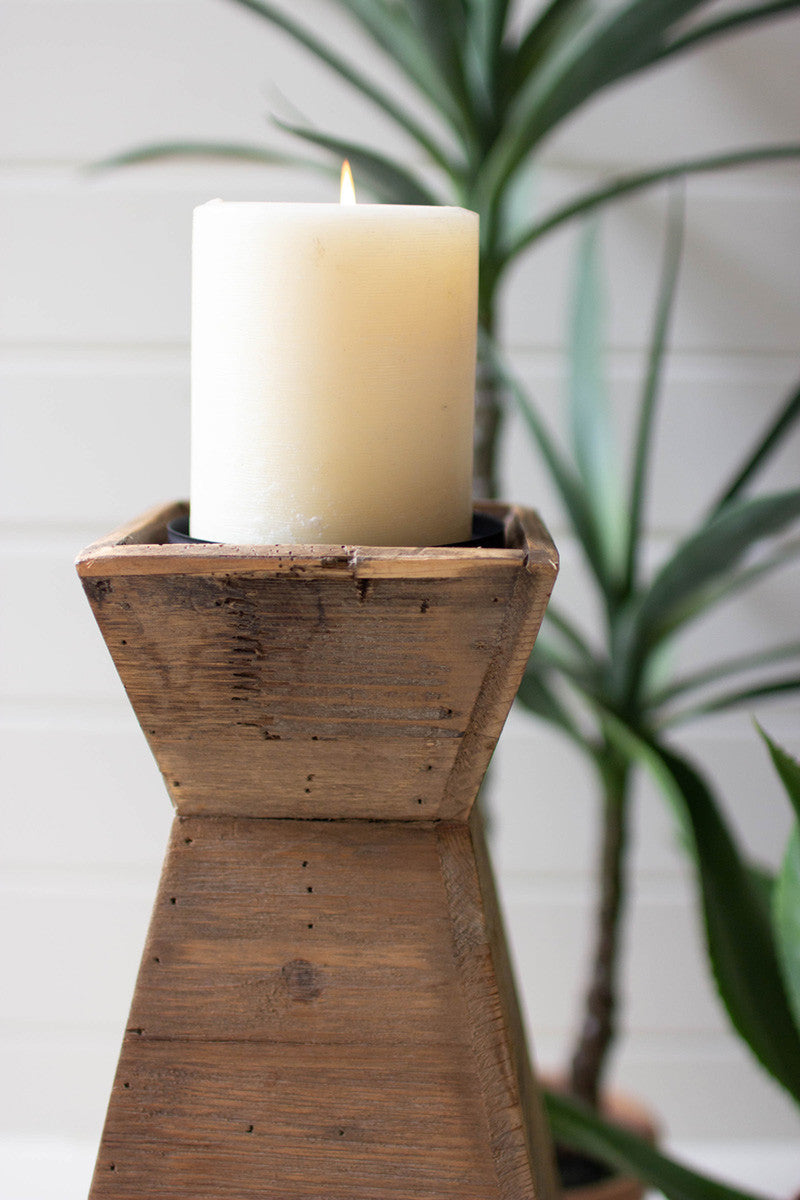 SET OF THREE RECYCLED WOOD CANDLE TOWERS