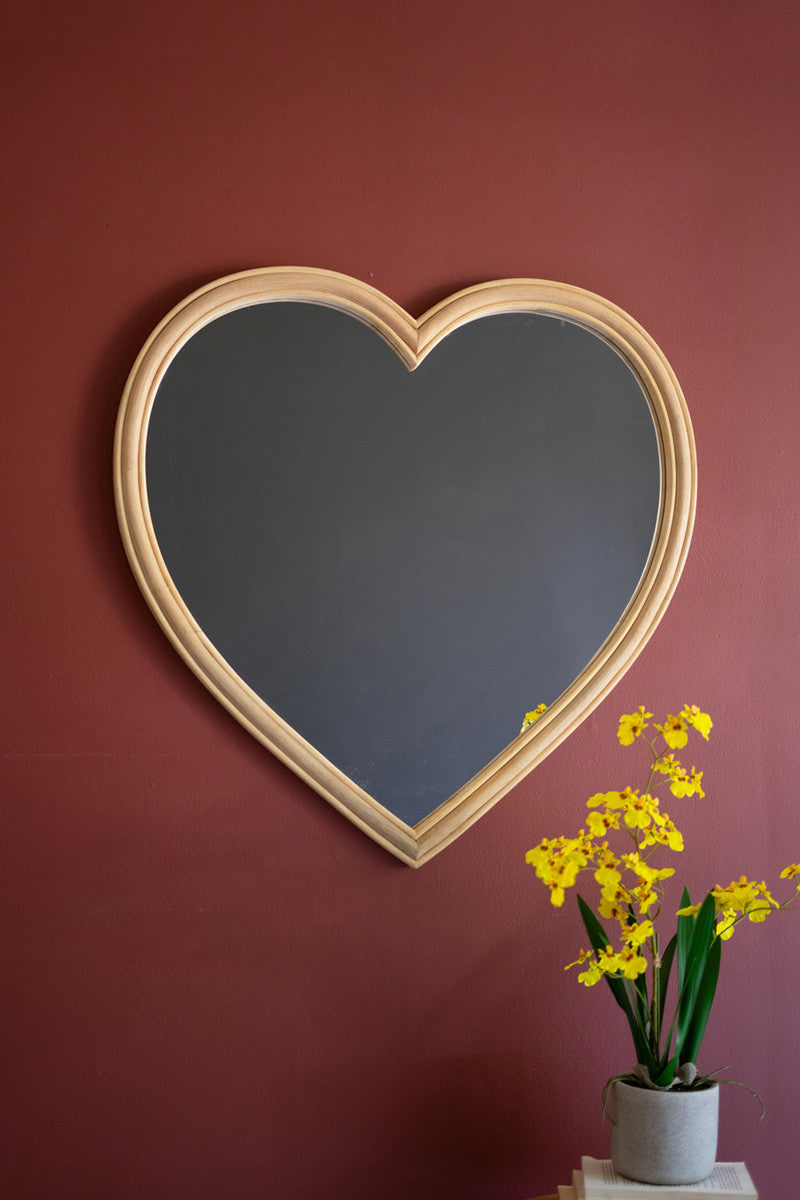 Wood Framed Heart Mirror