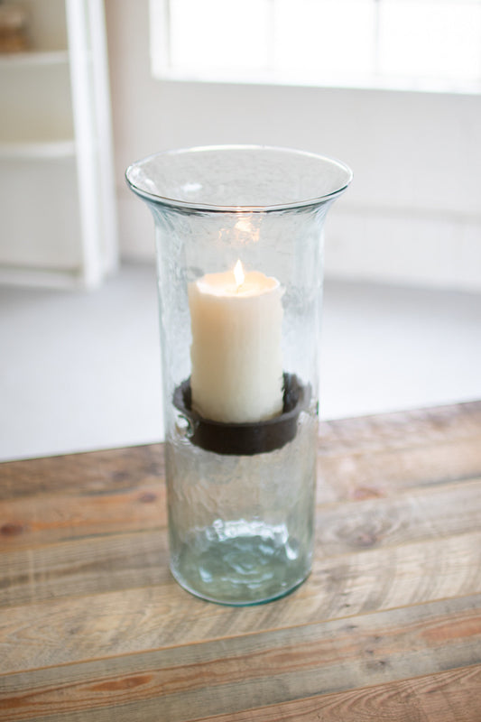 MINI GLASS CANDLE CYLINDERS W RUSTIC INSERT (3 Size Options)