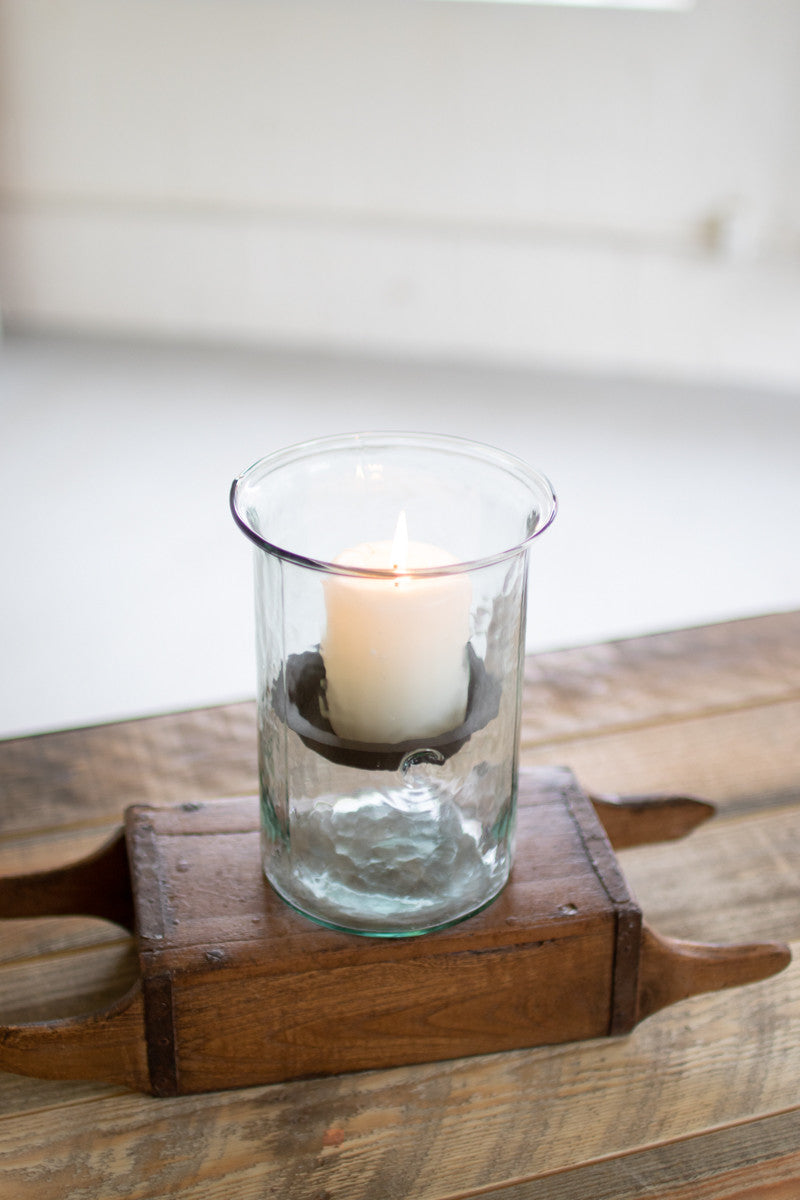MINI GLASS CANDLE CYLINDERS W RUSTIC INSERT (3 Size Options)