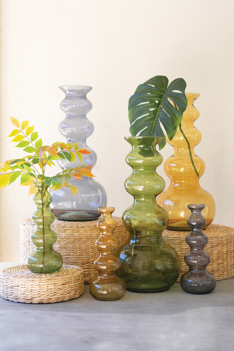 Small Glass Bubble Vase- Three Color Options