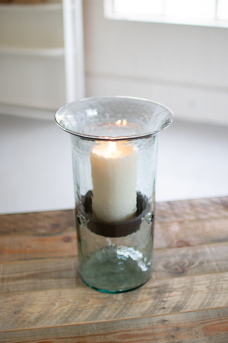 ORIGINAL GLASS CANDLE CYLINDER W RUSTIC INSERT - LARGE