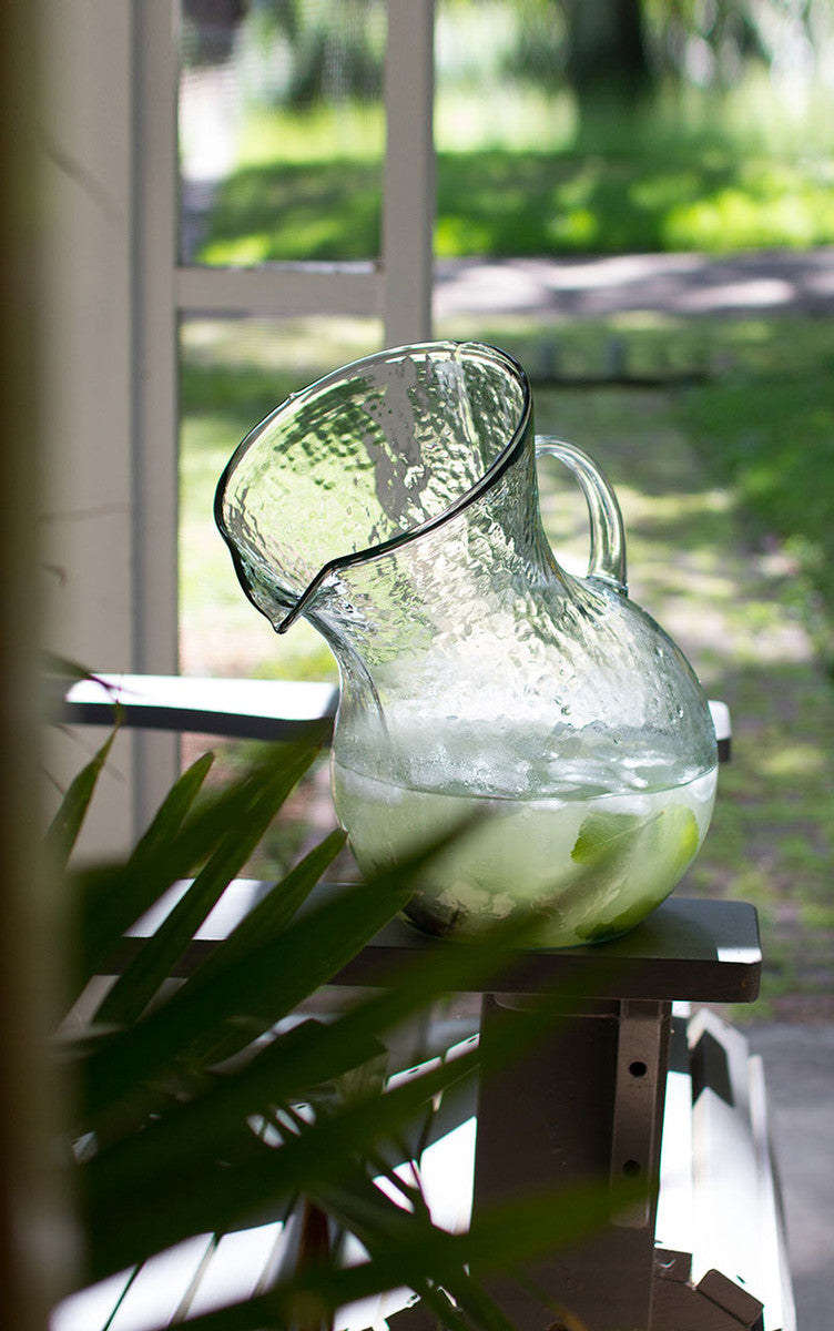 LARGE GLASS TILTED PITCHER