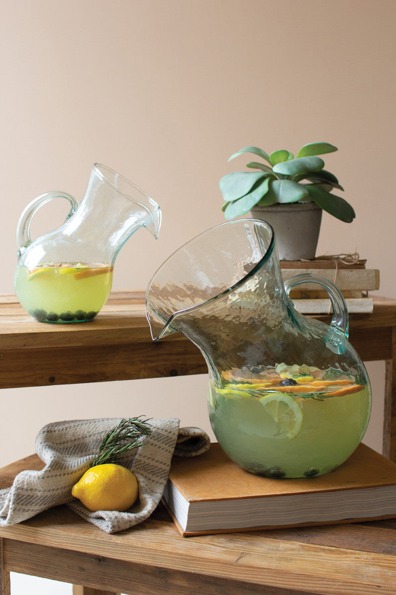 LARGE GLASS TILTED PITCHER