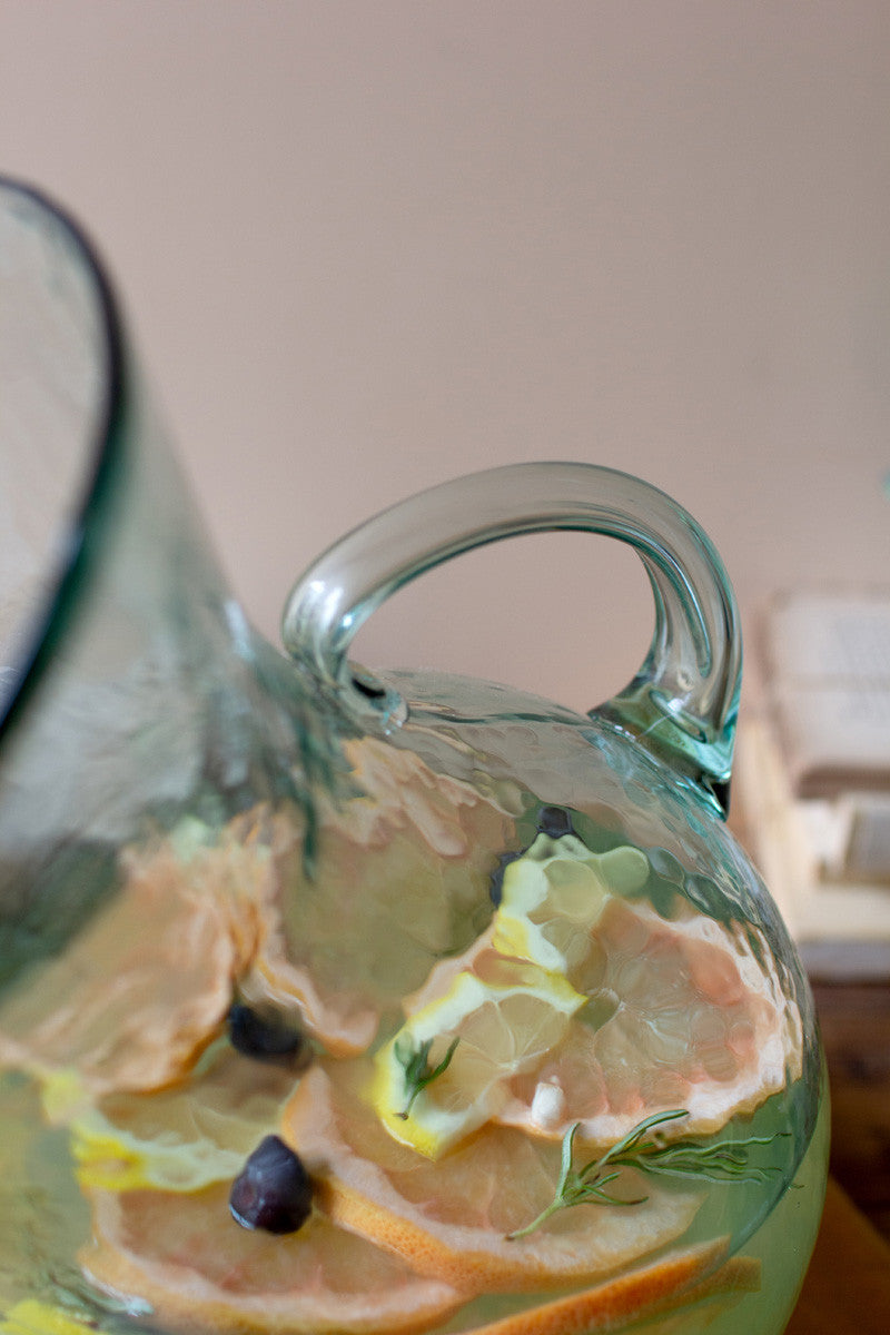 LARGE GLASS TILTED PITCHER