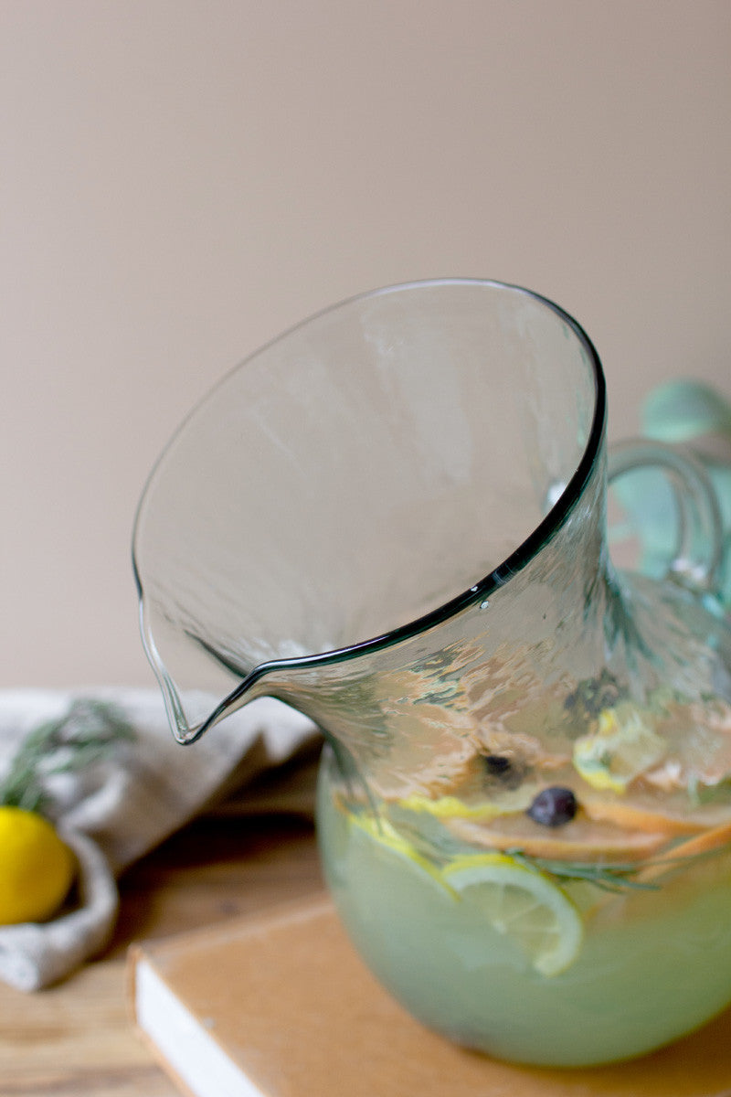 LARGE GLASS TILTED PITCHER