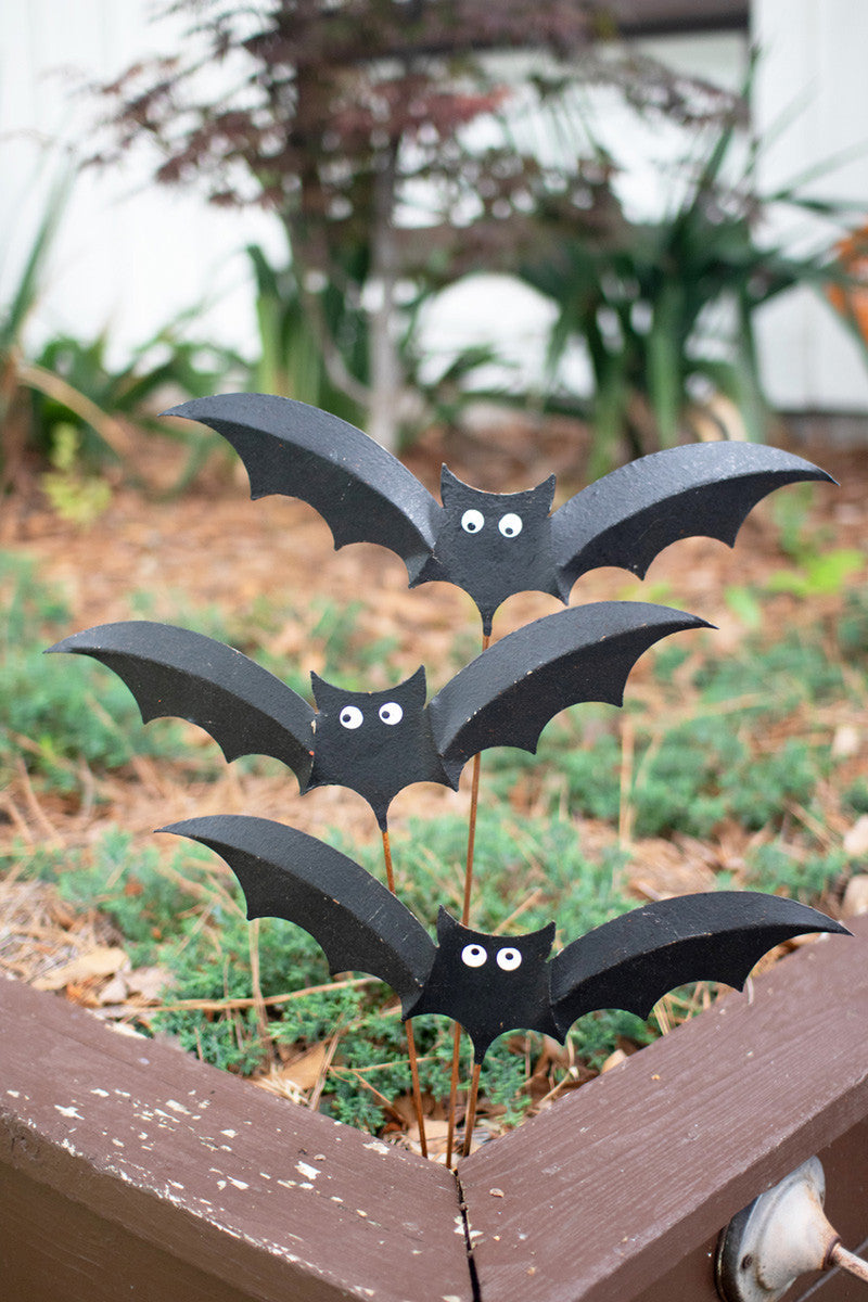 Set of 3 Painted Bat Plant Stakes