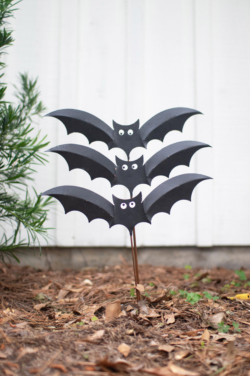 Set of 3 Painted Bat Plant Stakes