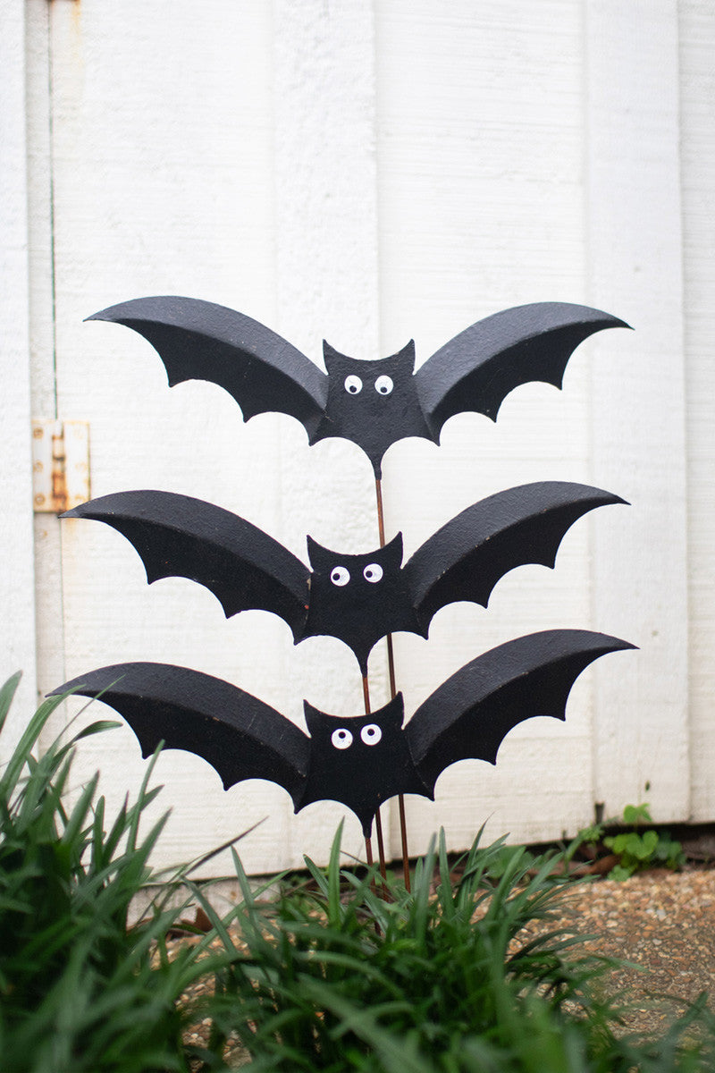 Set of 3 Painted Bat Plant Stakes