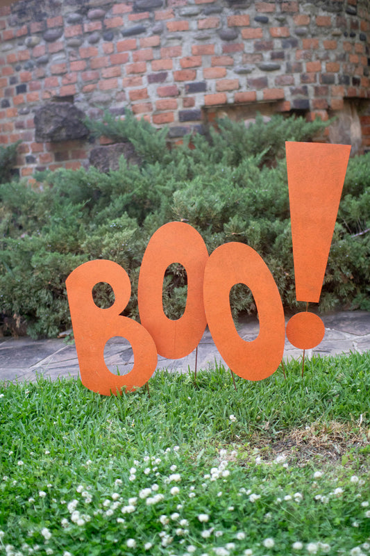 Painted Metal Halloween "Boo!" Yard Stakes