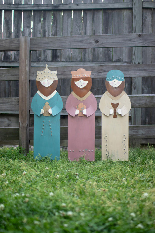 New Set of 3 Painted Metal Wise Men Yard Art