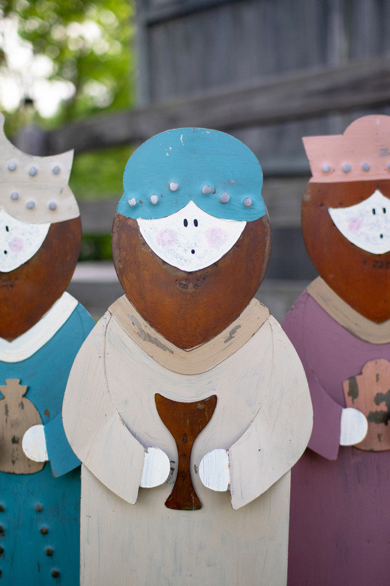 New Set of 3 Painted Metal Wise Men Yard Art