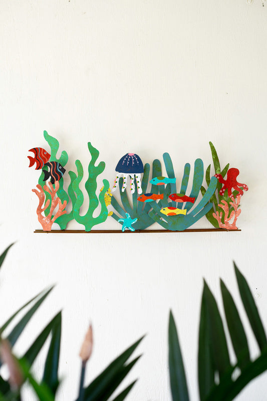 Painted Metal Coral Reef Tabletop Art