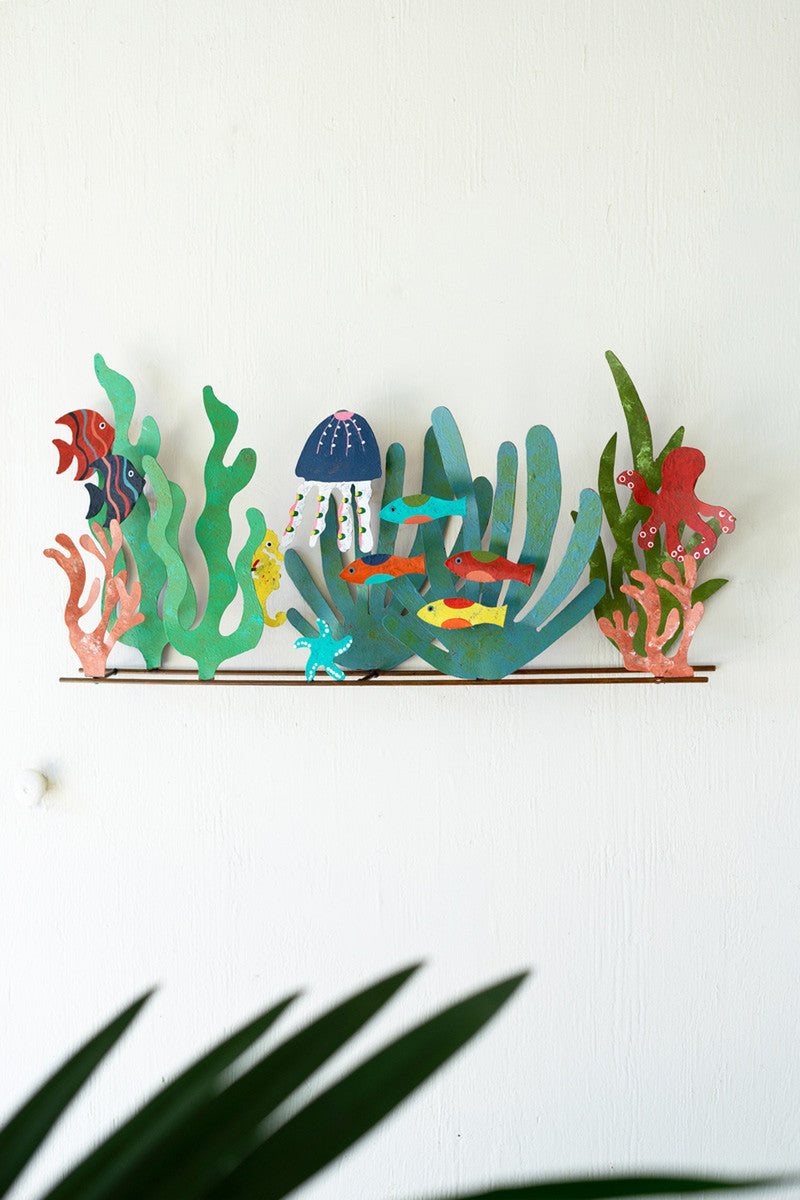 Painted Metal Coral Reef Tabletop Art