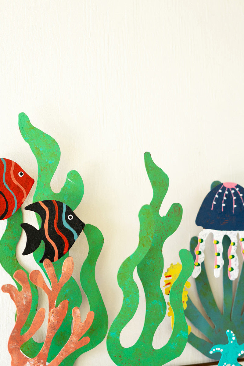 Painted Metal Coral Reef Tabletop Art