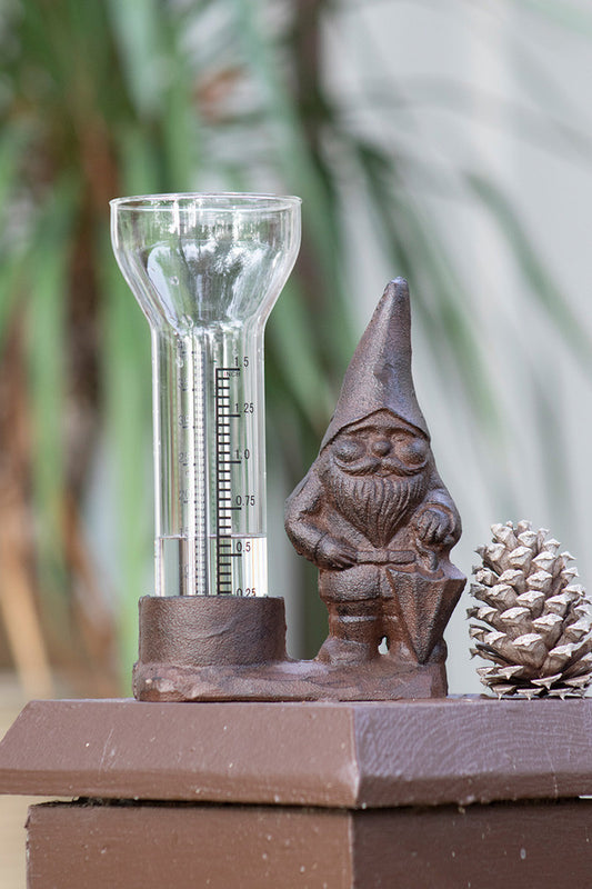 Cast Iron Garden Gnome Rain Gauge