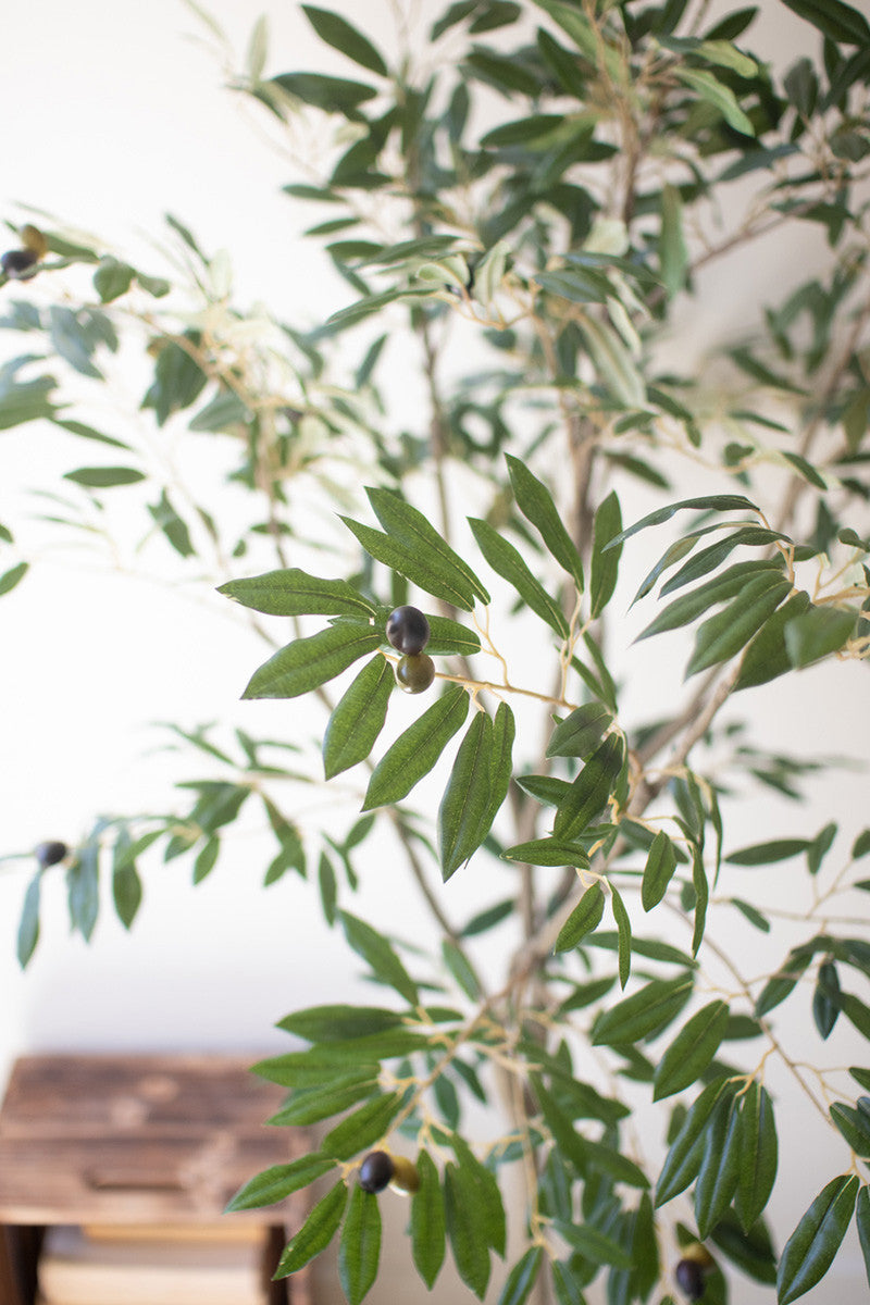 Tall Artificial Olive Tree in a Black Plastic Pot