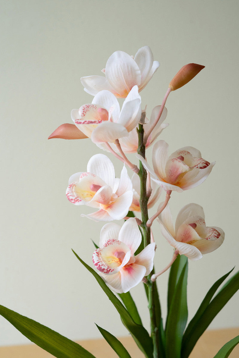 Artificial Pink Cymbidium Orchid in a Pot